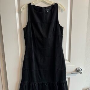 Ann Taylor Black Sheath Midi Dress Scoop Neck Sleeveless